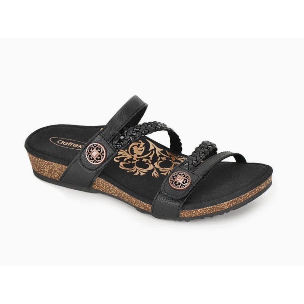 AETREX Janey Braided Slide black size 9
